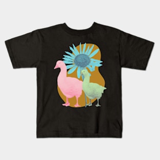 Goose in pastel under the flower Kids T-Shirt